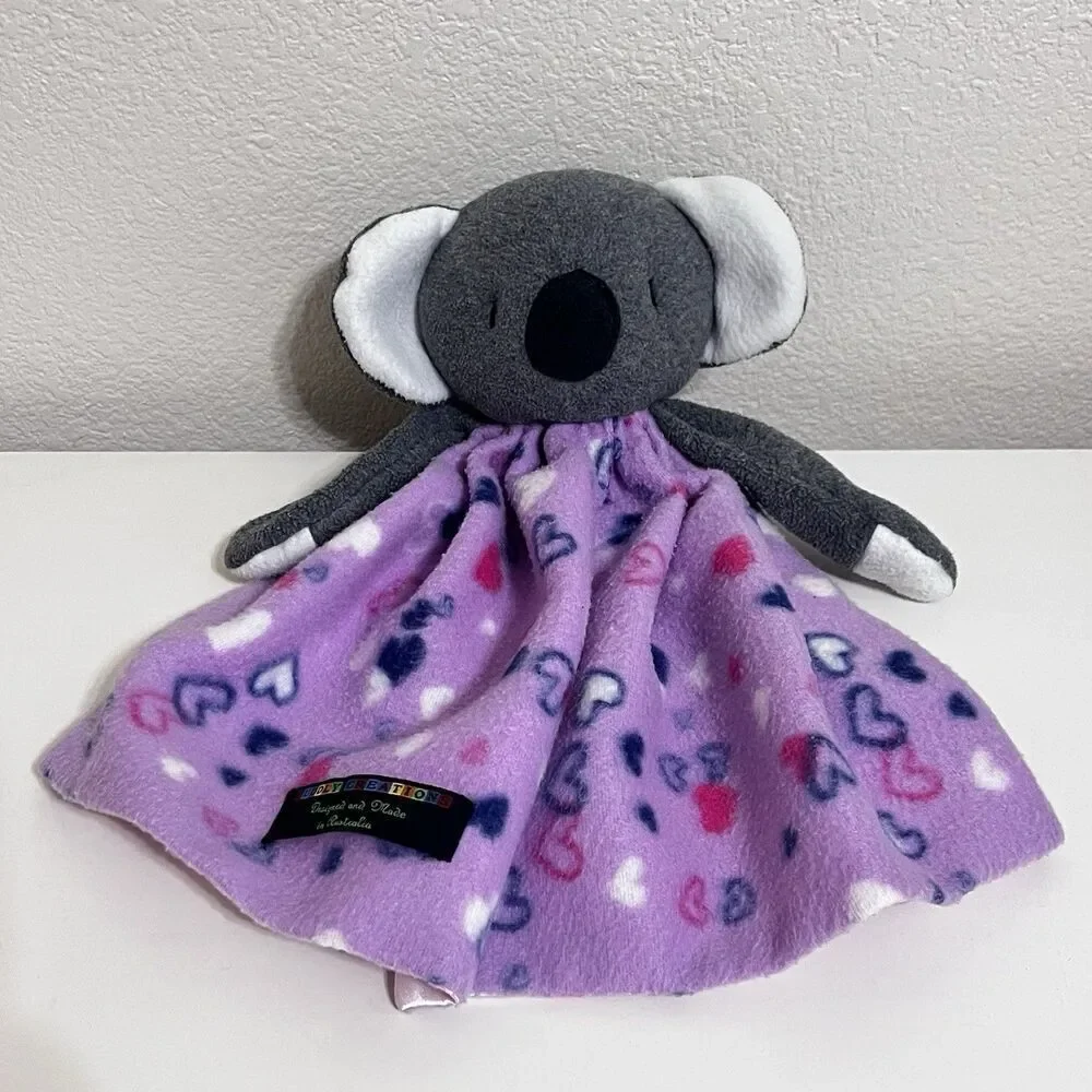 Cuddly Creations Koala Bear Security Blanket Lovey Lovie Purple Hearts Australia